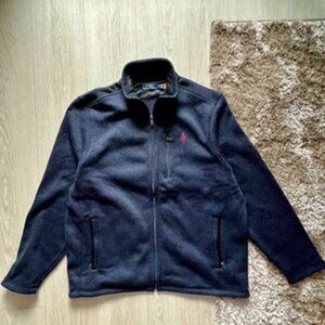 polo ralph lauren full zip sweater jacket Men’s XL Navy Blue Preppy Old Money